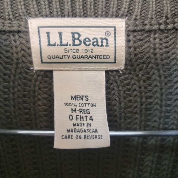 L.L. Bean Mens Mock Neck Green Sweater Cardigan Size‎ Medium - Picture 3 of 9